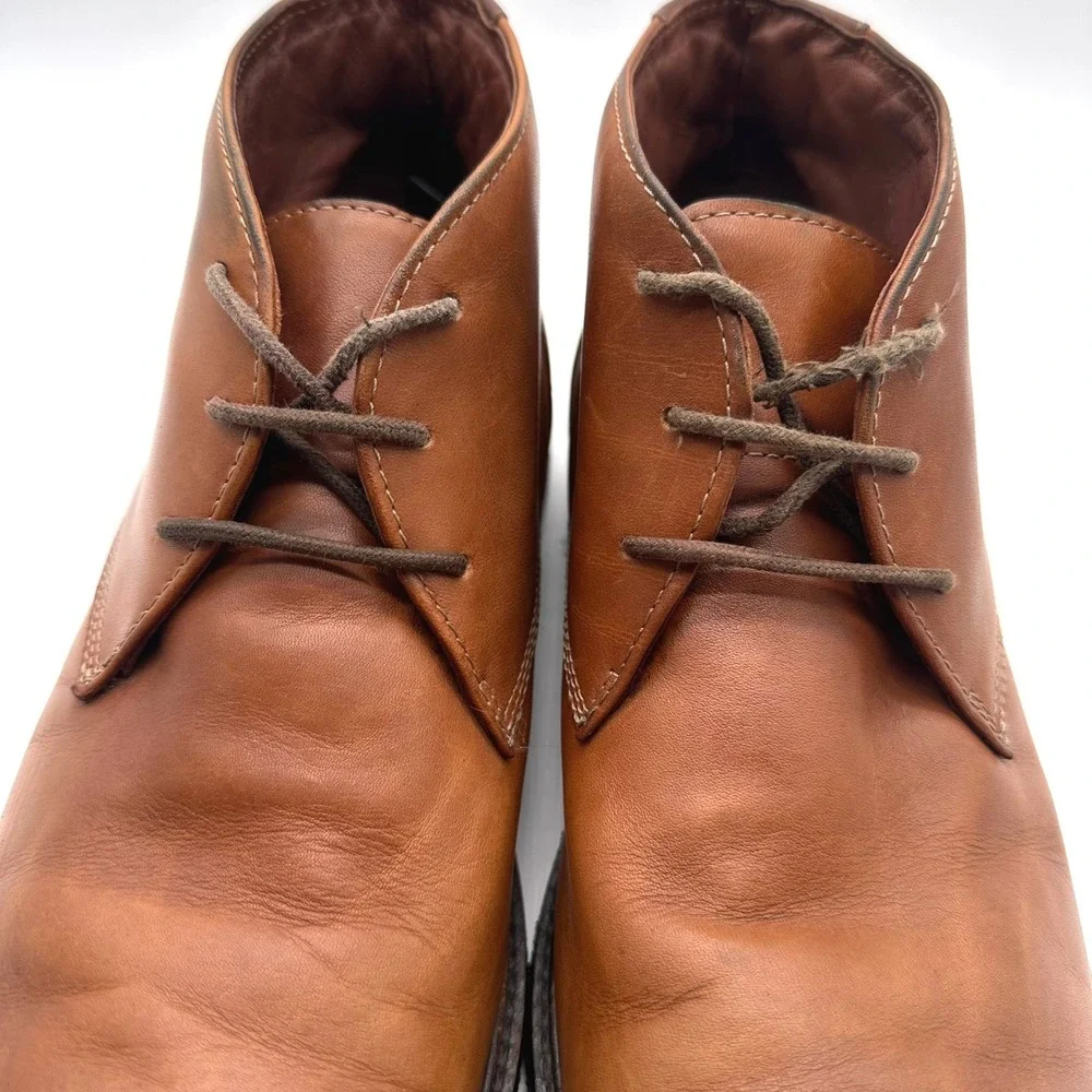 Johnston & Murphy Mens Tan Leather Copeland Chukka Brown Ankle Boots 9M